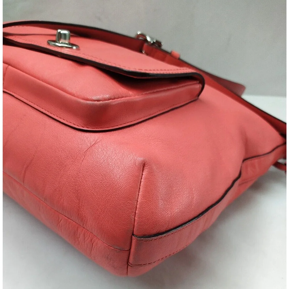 Coach Courtenay Coral Pink Leather Turnlock Pocket Tassel Hobo Shoulder Bag